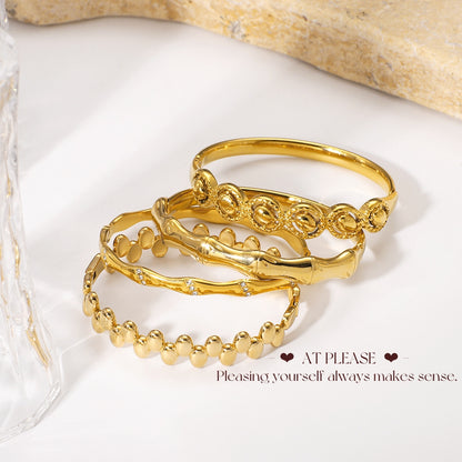 18K Gold plating Stainless Steel Stackable Bangle Bracelet - Minimalist Layering Jewelry