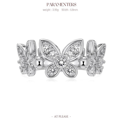 925 Sterling Silber Einzigartiger Schmetterlings-Zirkonring – Exklusiver Boutique-Schmuck