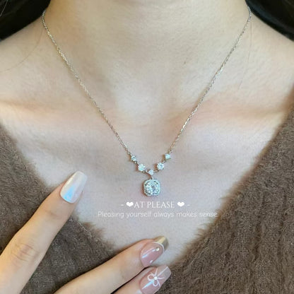 Funkelnde Zirkonia S925 Sterling Silber Layering Halskette – Frühling Sommer Luxus Anhänger
