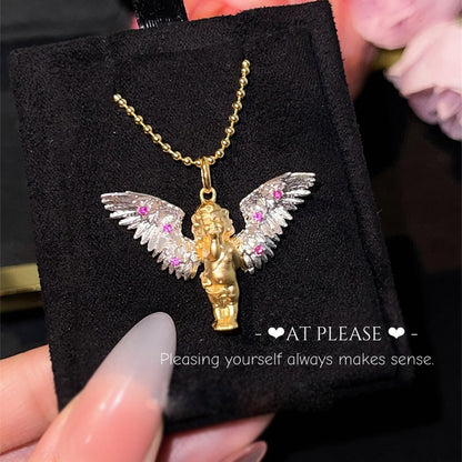 S925 Silver Angel Kiss Necklace | Maillard Vintage Pendant |Symbol of Guardian Love