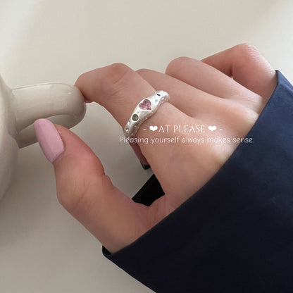 Asymmetrischer Herzring aus 925er Sterlingsilber mit rosa Zirkonia – schlicht, süß und lieblich