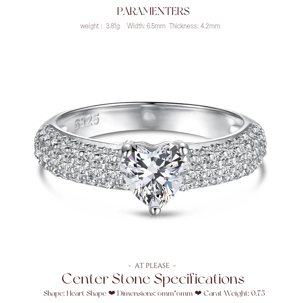 925 Sterling Silber Zirkon Ring | Elegantes Liebesherz