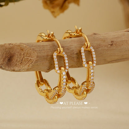 S925 Silver Interlocking Geometric Hoop Earrings - Light Luxury Fashionable Statement Earrings with High-End Feel - 18k Gold Plated