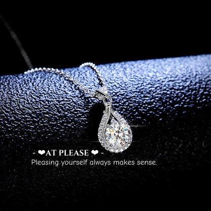 S925 Sterling Silver 1ct Pear-Shaped Moissanite Teardrop Pendant Necklace | Luxe Jewelry
