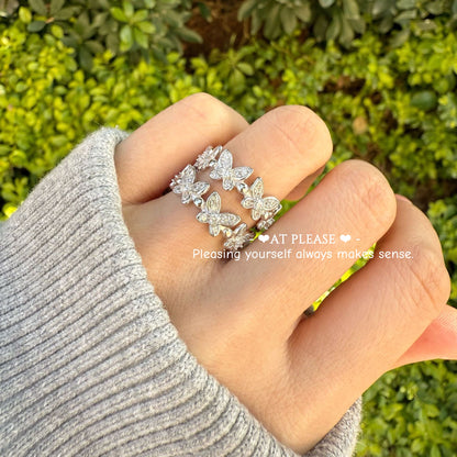 925 Sterling Silber Einzigartiger Schmetterlings-Zirkonring – Exklusiver Boutique-Schmuck