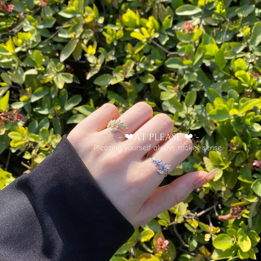 S925 Sterling Zirkon Marquise Blatt Ring | Öko-Schmuck für Naturliebhaber