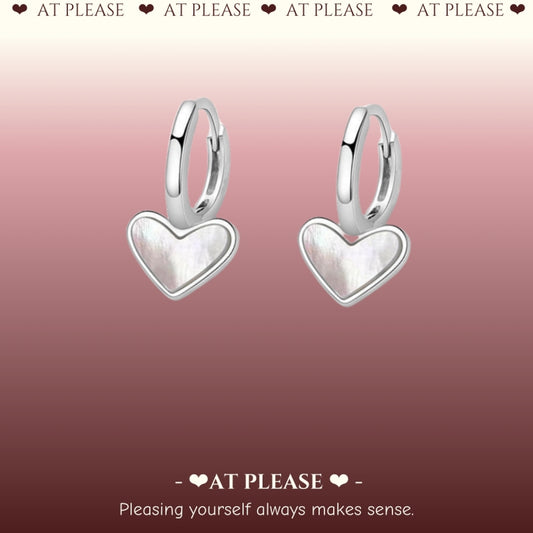 S925 Silver Mother-of-Pearl Heart Ear Cuffs - INS Minimalist Style