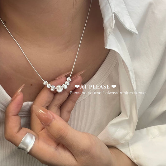 Matte Cat's Eye Faceted Bead Necklace - S925 Sterling Silver Minimalist Luxury Collarbone Jewelry