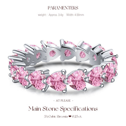 S925 Sterling Silber Rosa Herz Zirkonia Ring | Hochzeitsbankett Nordischer Hit Designer Stil
