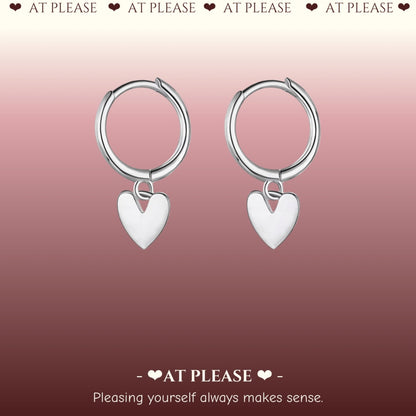 S925 Sterling Silver Heart Hoop Earrings with Clasp -  Sweet INS-Style