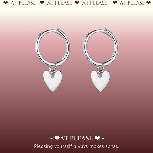 S925 Sterling Silver Heart Hoop Earrings with Clasp -  Sweet INS-Style