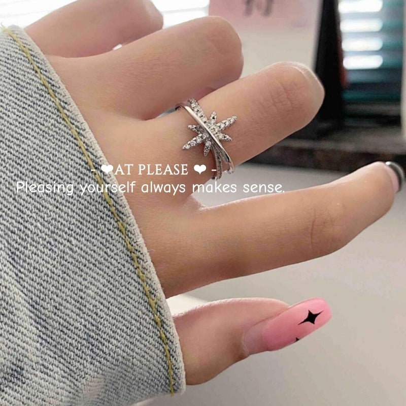 S925  Sterling Silver Octagram Celestial Minimalist Ring