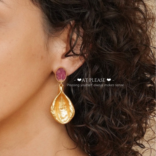 Purple Palm-inspired Flower and Leaf Dangle Earrings - S925 Pin-Luxury Simple and Versatile