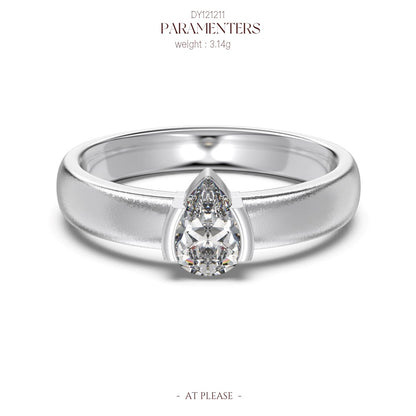 Birnenförmiger Zirkonia-Ring aus 925er Sterlingsilber | Verlobungsring mit Eisschliff-Design, Hochzeitsschmuck