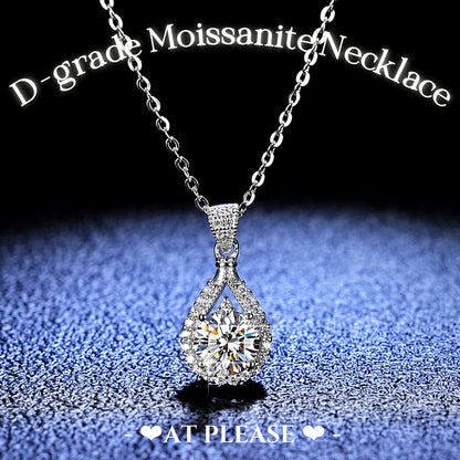 S925 Sterling Silver 1ct Pear-Shaped Moissanite Teardrop Pendant Necklace | Luxe Jewelry