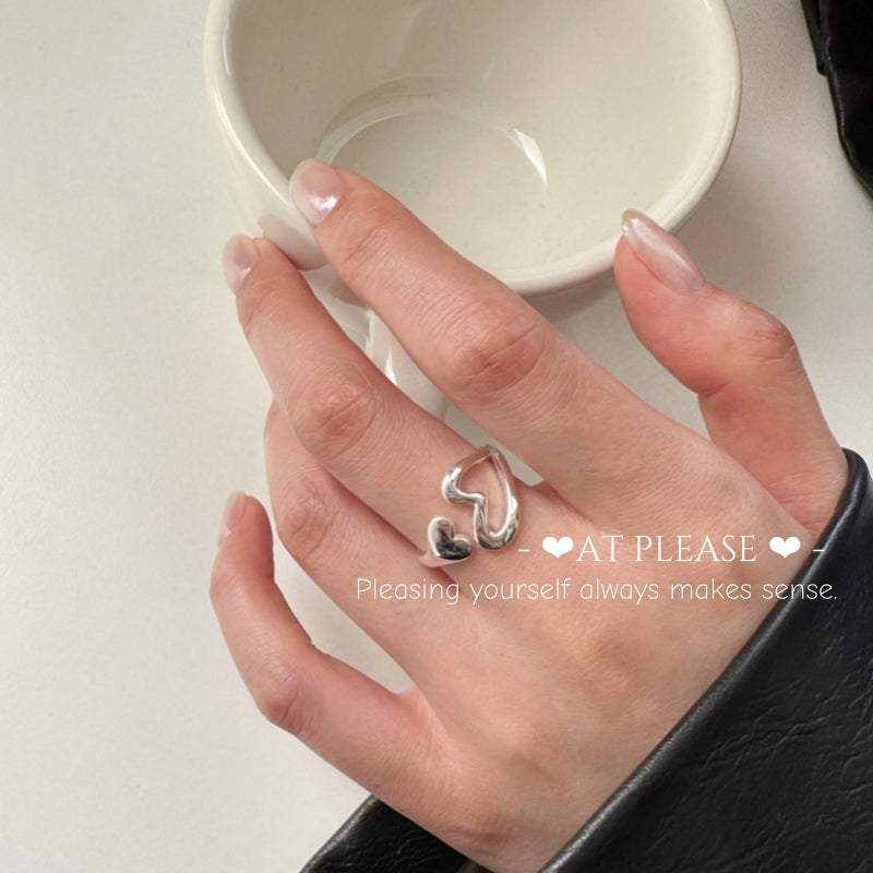 S925 Sterling Silber Pfirsich Herz Umarmungsring - Minimalistisch &amp; Stylisch