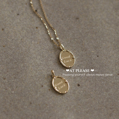 Good Luck Manifestation Necklace - S925 Sterling Silver Oval Pendant with Engraving