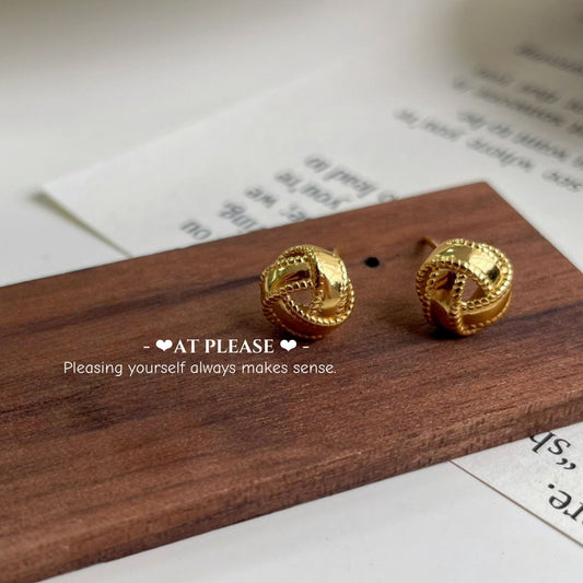 S925 Sterling Silver Gold-Plated Twisted Minimalist Earrings - Sweet Ins Style