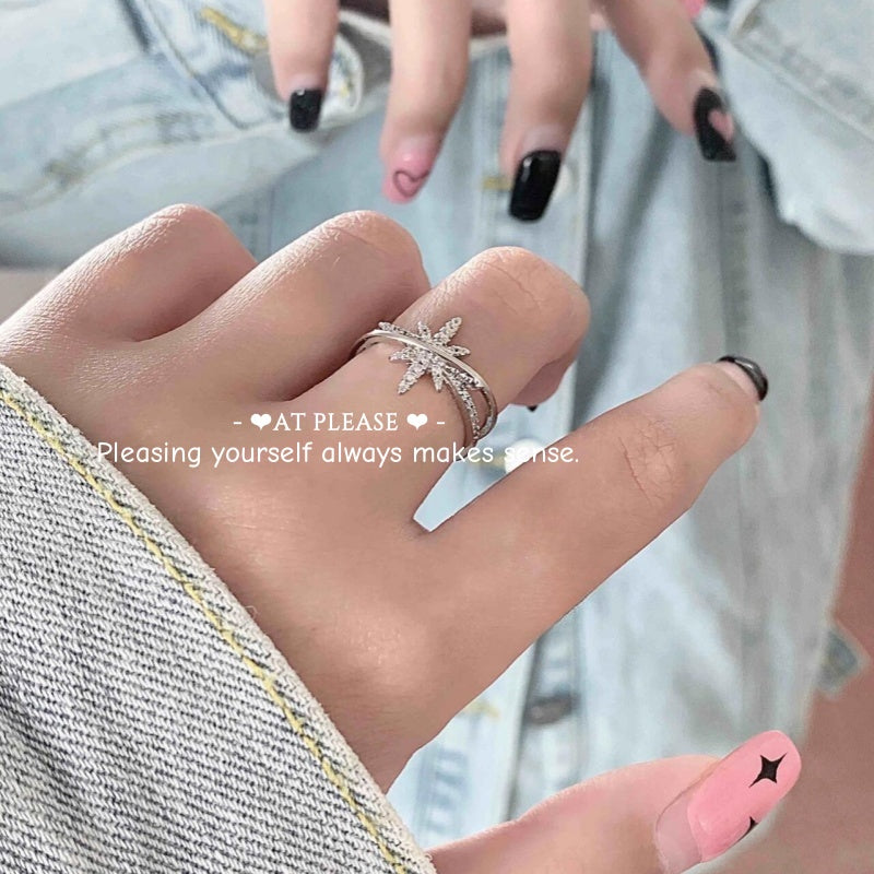 S925  Sterling Silver Octagram Celestial Minimalist Ring