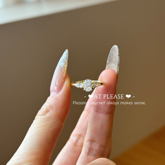 925 Sterling Silber Pariser Eleganz Dreifach-Steinring | Brillantschliff-Schmuck