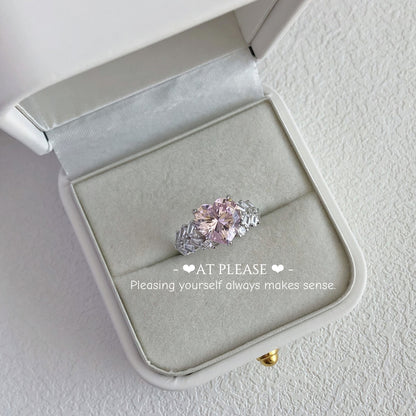 S925 Sterling Silber Rosa Herz Zirkonia Ring | Hochzeitsbankett Nordischer Hit Designer Stil