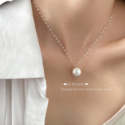 Baroque Pearl Rose Necklace - S925 Sterling Silver Niche Jewelry with Organic Charm