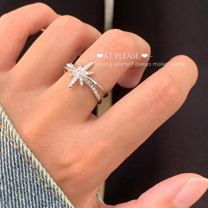 S925  Sterling Silver Octagram Celestial Minimalist Ring