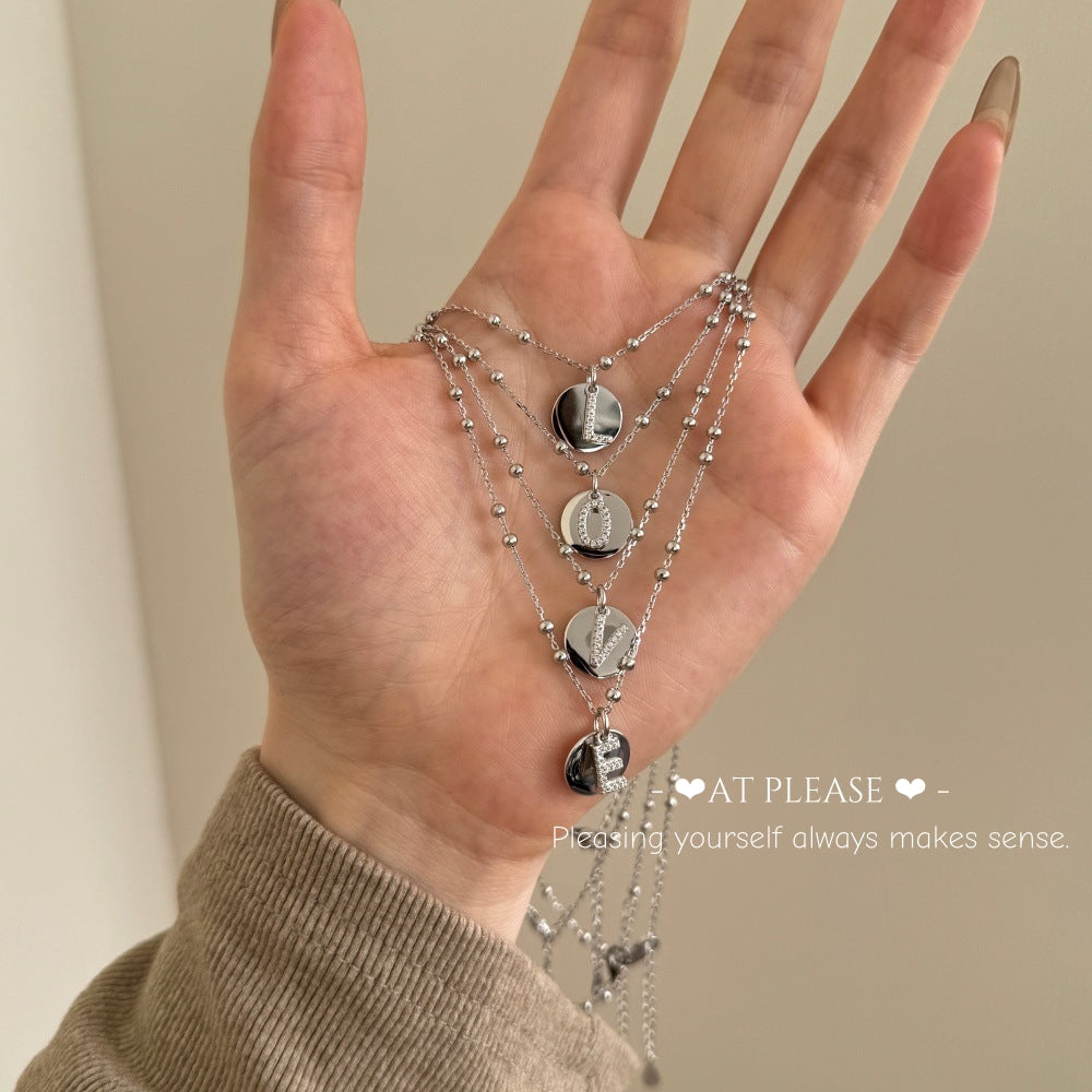S925 Sterling Silver Alphabet Necklace – Dainty Initial Pendant Collarbone Chain for Women, Minimalist Daily Jewelry