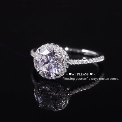 S925 Sterling Silber 1,5 ct. Runder Moissanitring in Kastenfassung | Ehering