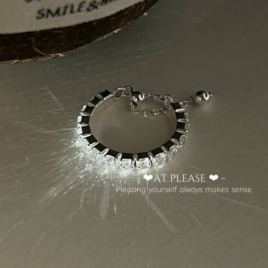 Verstellbarer Ring aus S925 Sterlingsilber mit quadratischem Diamanten – Minimalistischer Luxus