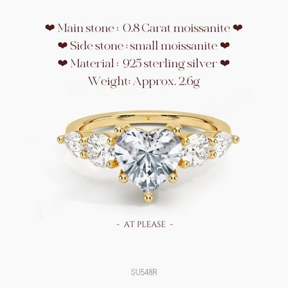 Moissanit S925 Sterling Silber Ring | Hochzeitsschmuck mit Echtheitszertifikat | Luxuriöses Fünf-Stein-Design