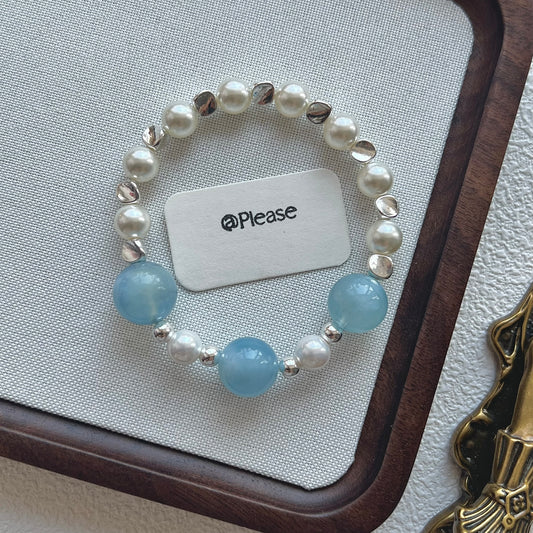 Aquamarine & Pearl Ins Princess Style Jewelry INS style