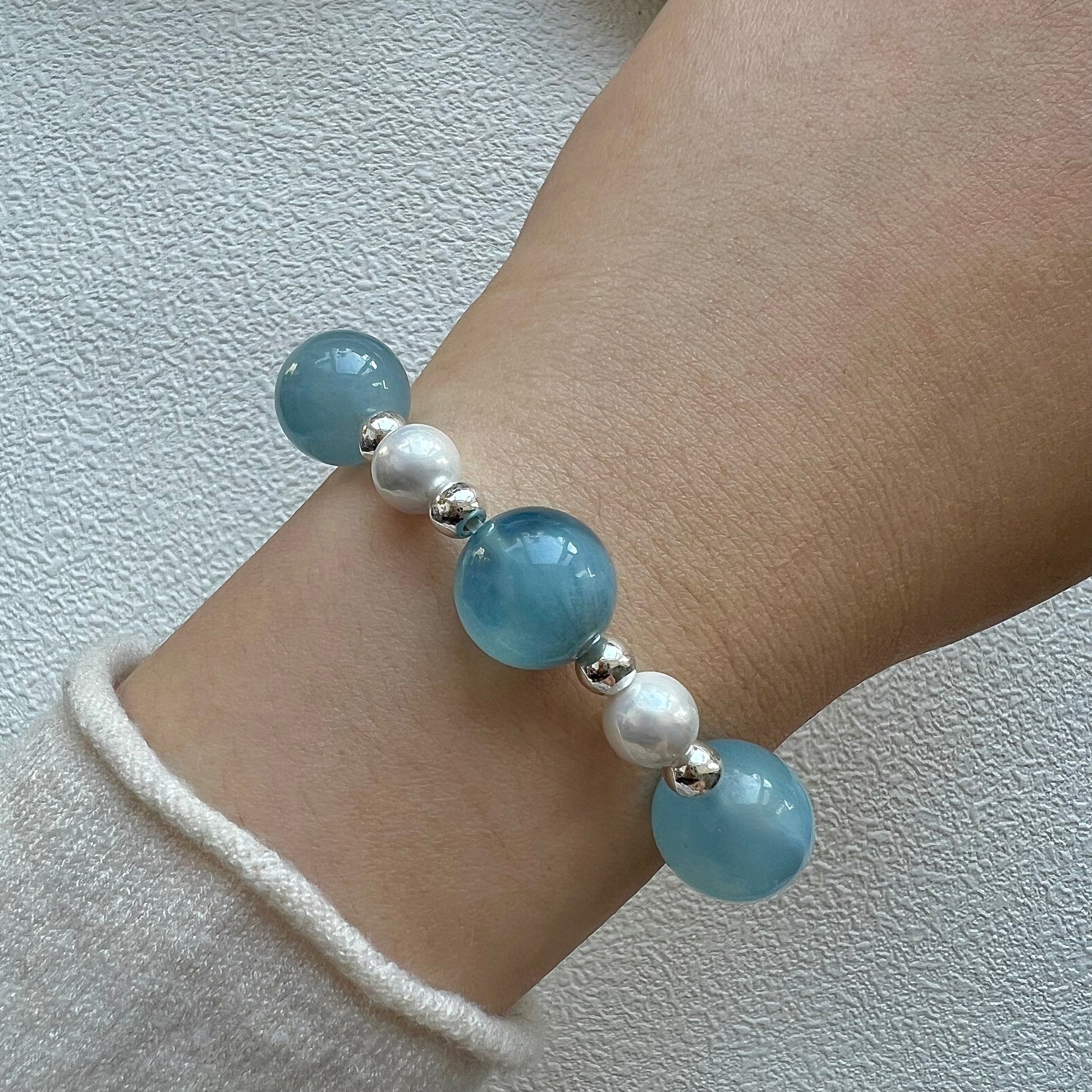 Aquamarine & Pearl Ins Princess Style Jewelry Real Jewelry Photo