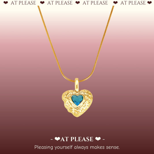 Vintage hammered copper choker necklace with crystal heart pendant, minimalist and sweet jewelry
