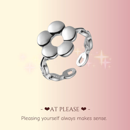 Minimalistischer Statement-Ring aus 925er Sterlingsilber mit Blumenmuster