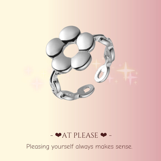 Minimalistischer Statement-Ring aus 925er Sterlingsilber mit Blumenmuster