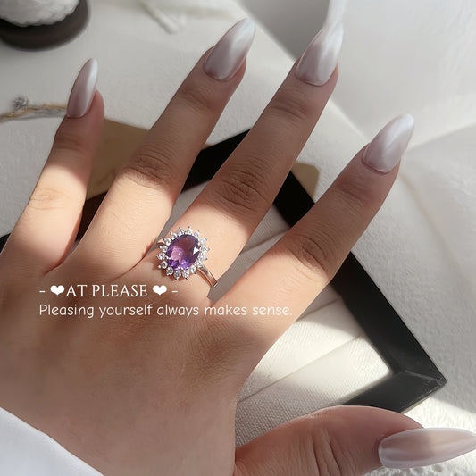 Ovaler Ring aus S925-Silber mit Amethyst | Steigerung der Intelligenz und der kognitiven Fähigkeiten
