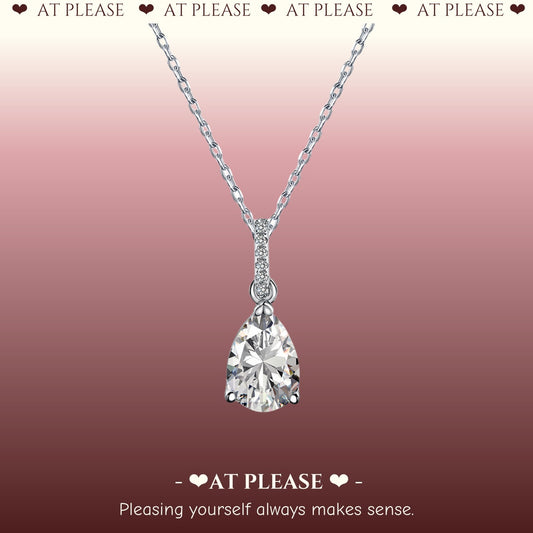 French-Inspired Sterling Silver Teardrop Necklace with 5A Zirconia from ATPLEASE