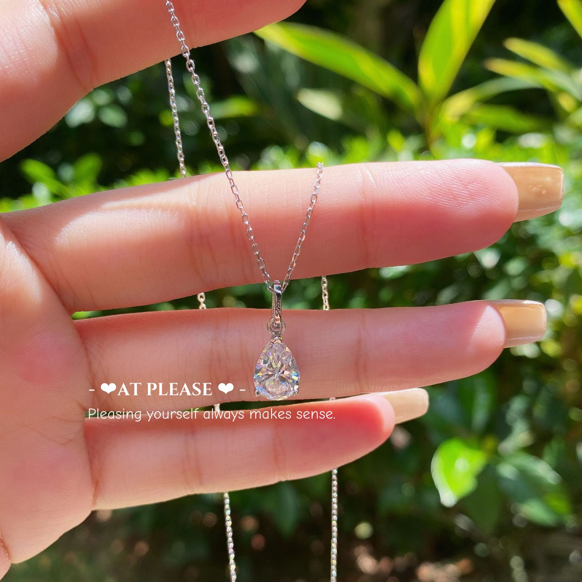 French-Inspired Sterling Silver Teardrop Necklace with 5A Zirconia -outdoor wedding jewelry