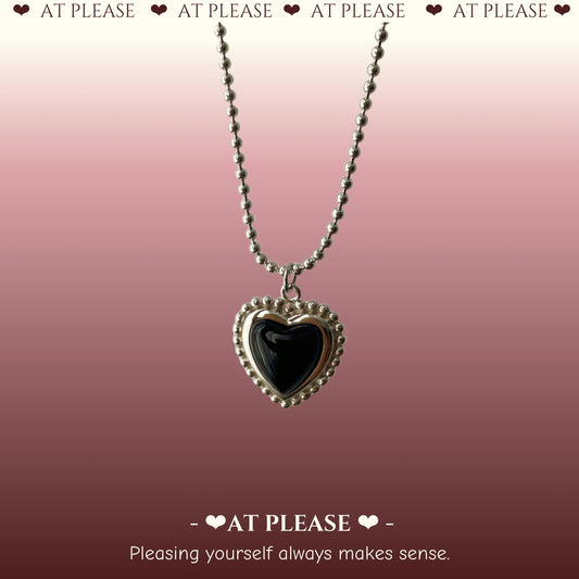 S925 sterling silver Korean style choker necklace with black onyx heart pendant, edgy and sweet jewelry for women