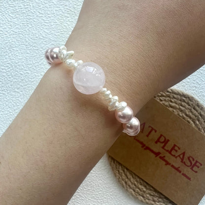 Whispering Romance Bracelet | Pearl & Rose Quartz