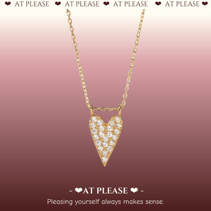 18k gold plated S925 sterling silver choker necklace with full diamond heart pendant, elegant jewelry for women